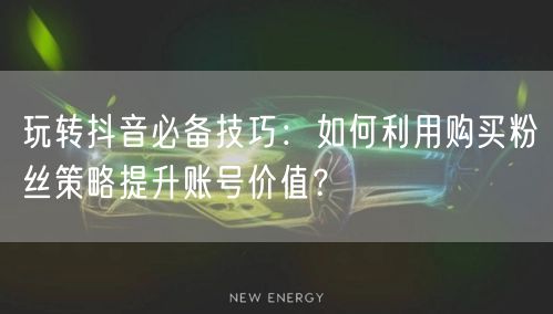 玩转抖音必备技巧:如何利用购买粉丝策略提升账号价值?