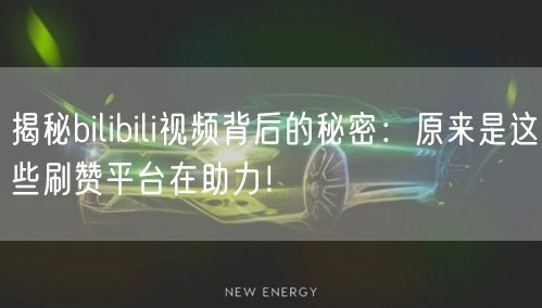 揭秘bilibili视频背后的秘密：原来是这些刷赞平台在助力！
