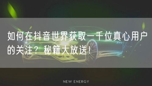 如何在抖音世界获取一千位真心用户的关注？秘籍大放送！