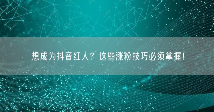 想成为抖音红人？这些涨粉技巧必须掌握！