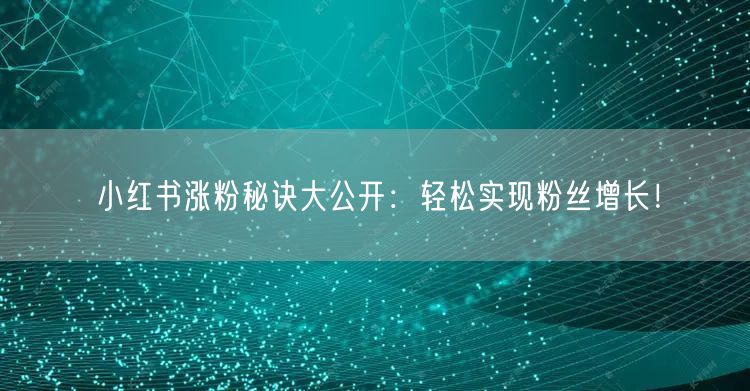 小红书涨粉秘诀大公开：轻松实现粉丝增长！